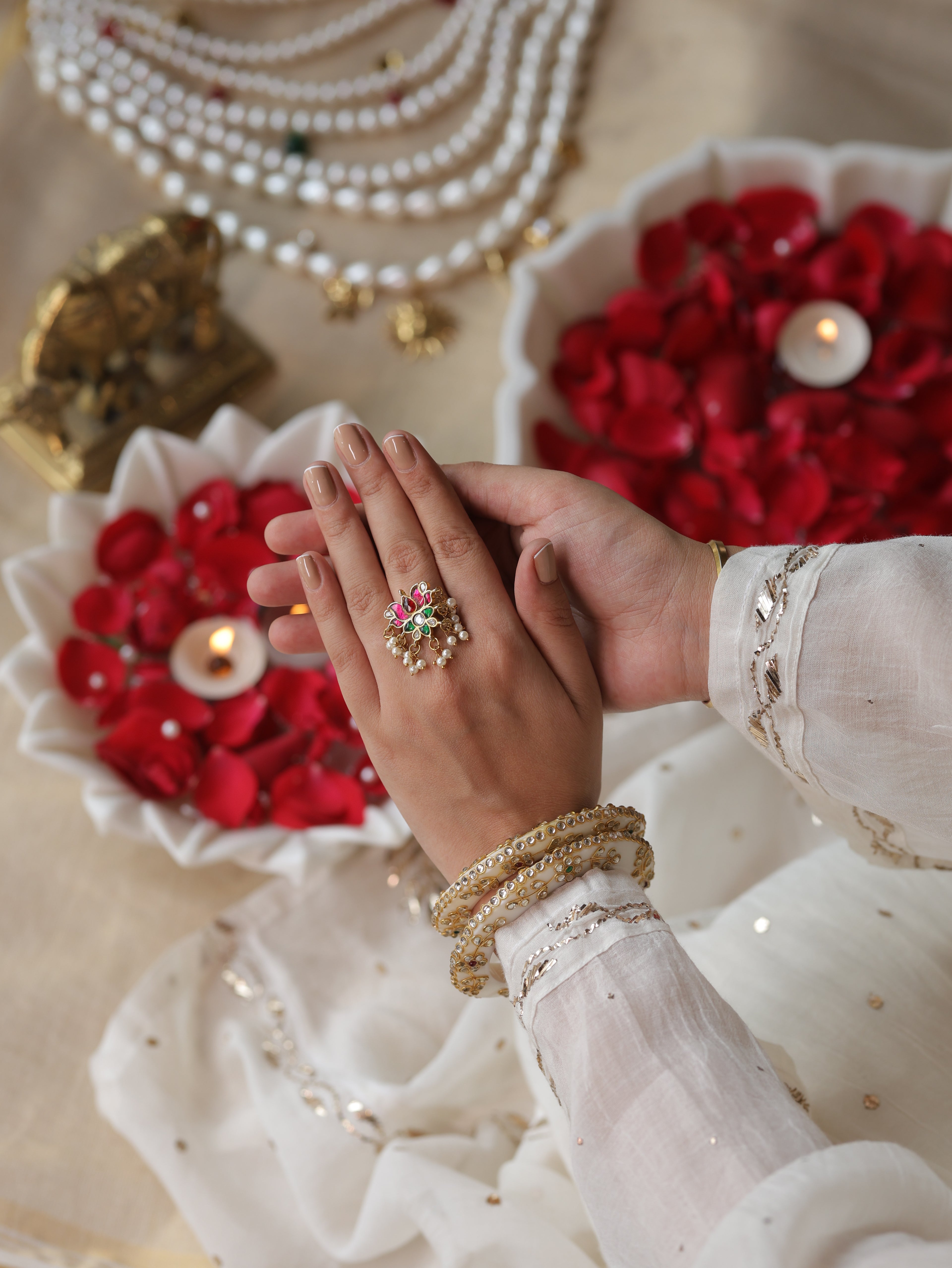 Kundan Lotus Ring