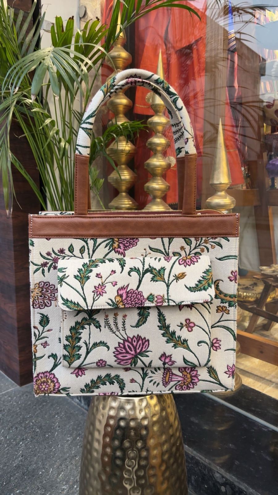 Handcrafted Floral Quilted Tote Bag