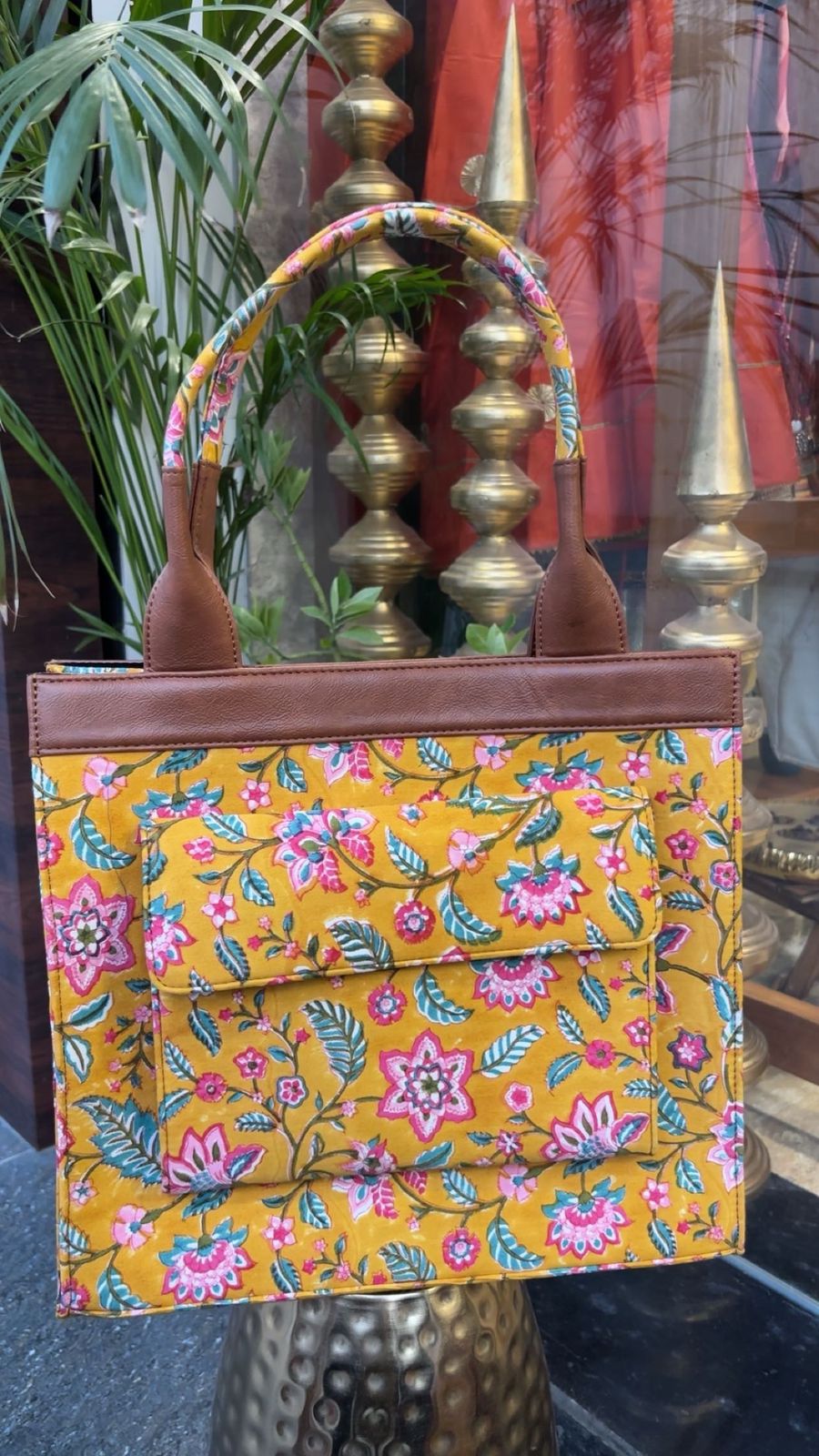 Handcrafted Floral Quilted Tote Bag