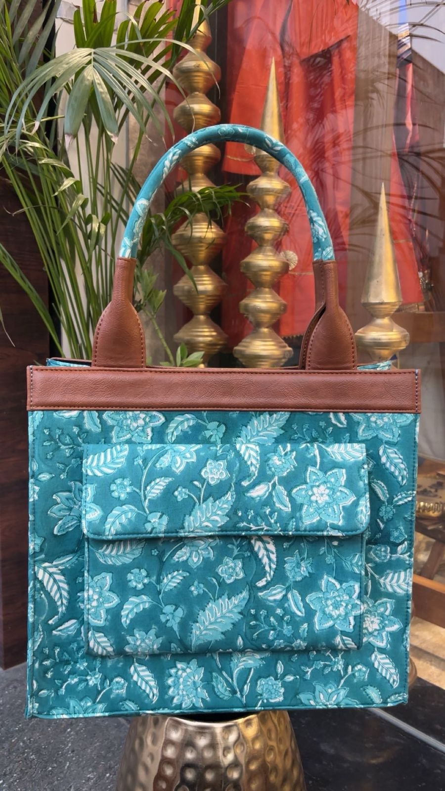 Handcrafted Floral Quilted Tote Bag