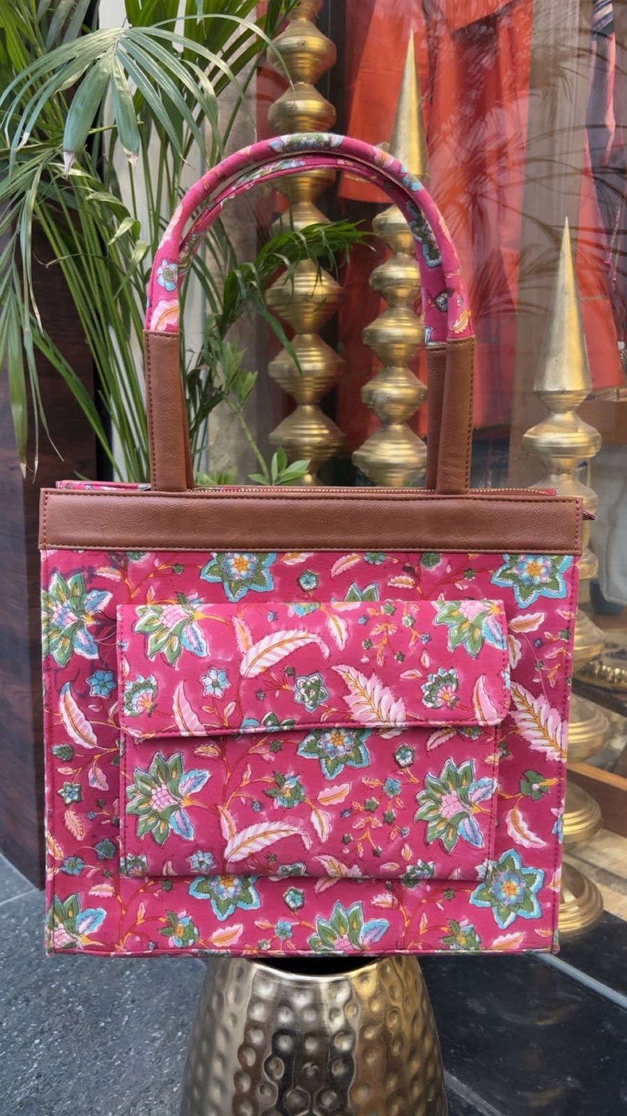 Handcrafted Floral Quilted Tote Bag